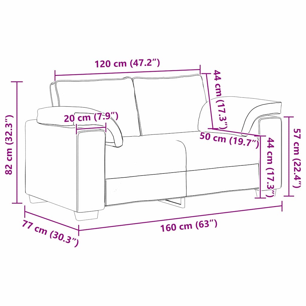 Dvosjed Crna 160 cm tkanina