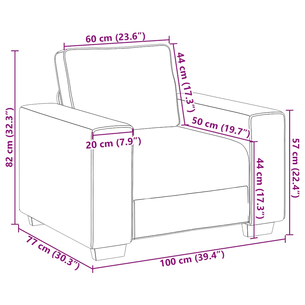 Sofa fotelja crna 100x77x82 cm baršun
