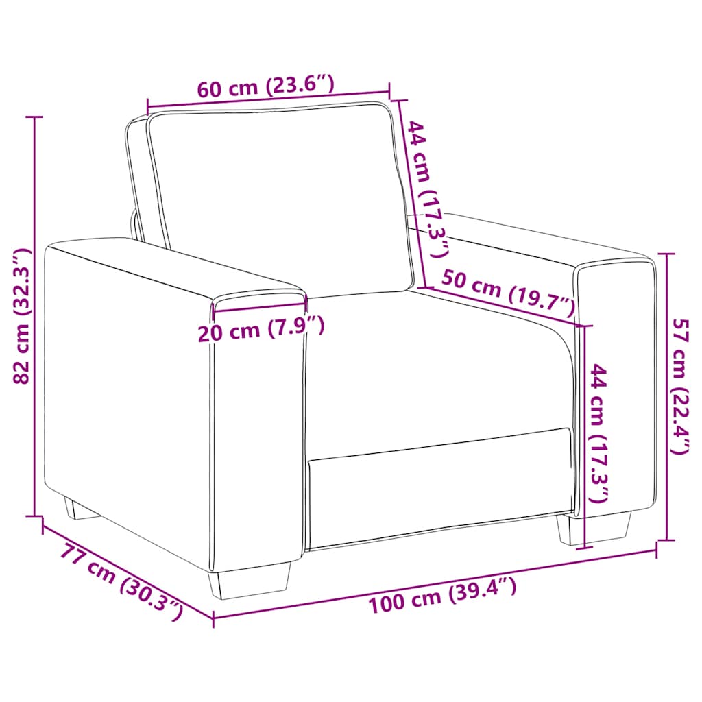 Sofa fotelja smeđa 100x77x82 cm baršun