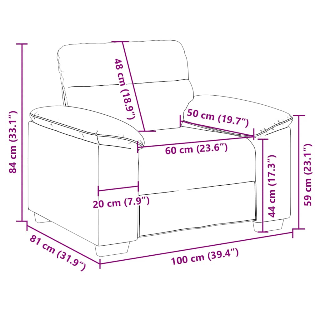 Sofa fotelja svijetlosiva 100x81x84 cm tkanina