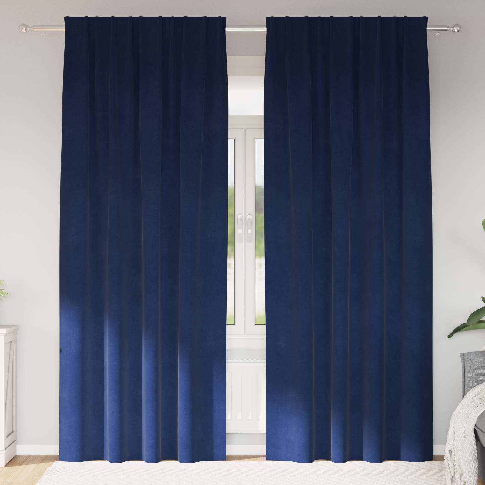 Zavjese za zamračivanje 2 pcs Tamno plava 140 x 225 cm Baršun