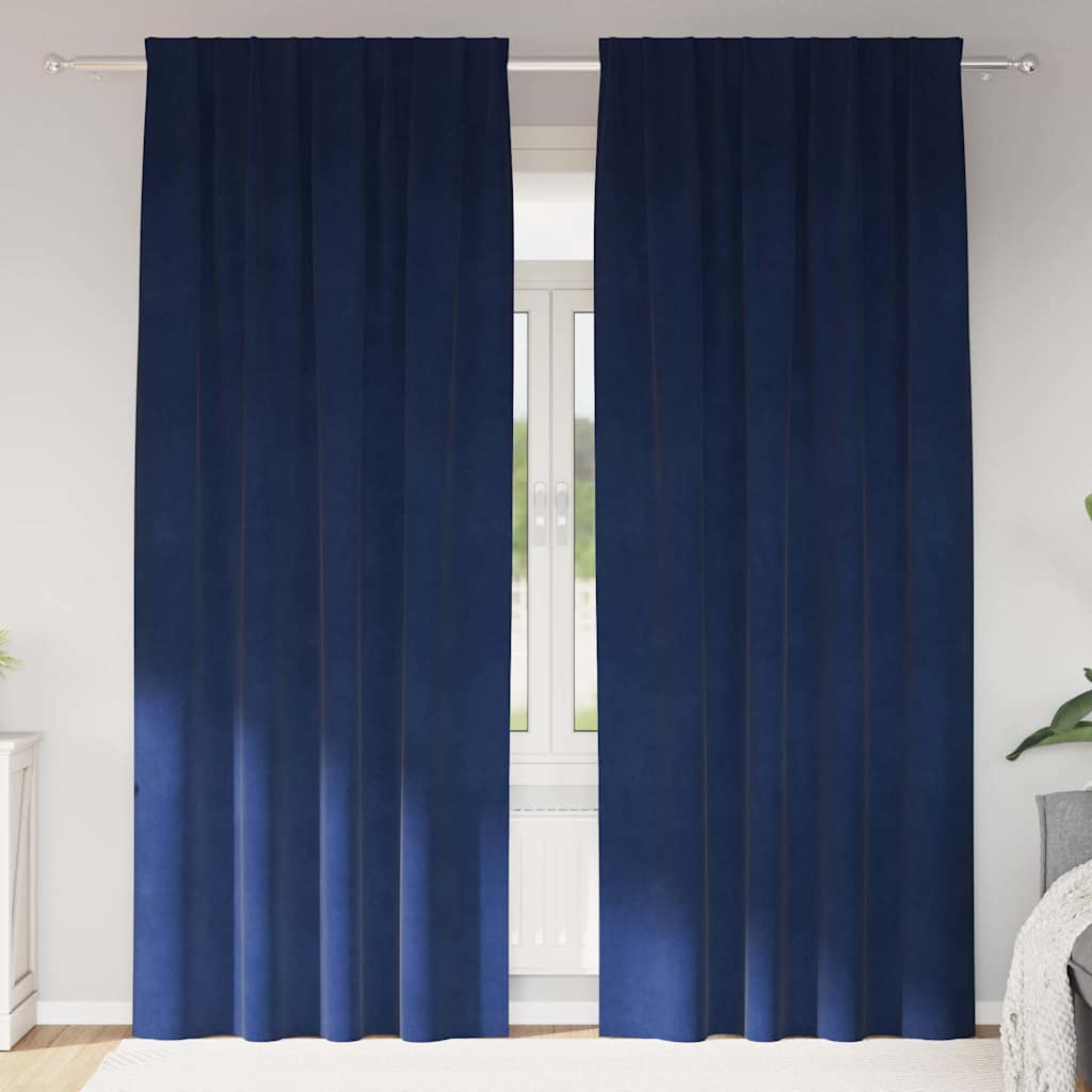 Zavjese za zamračivanje 2 pcs Tamno plava 140 x 245 cm Baršun