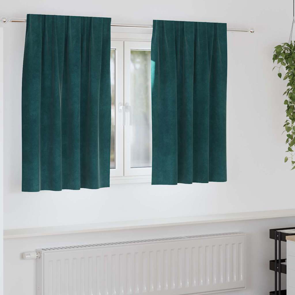 Zavjese za zamračivanje 2 pcs Tamnozelena 140 x 140 cm Baršun