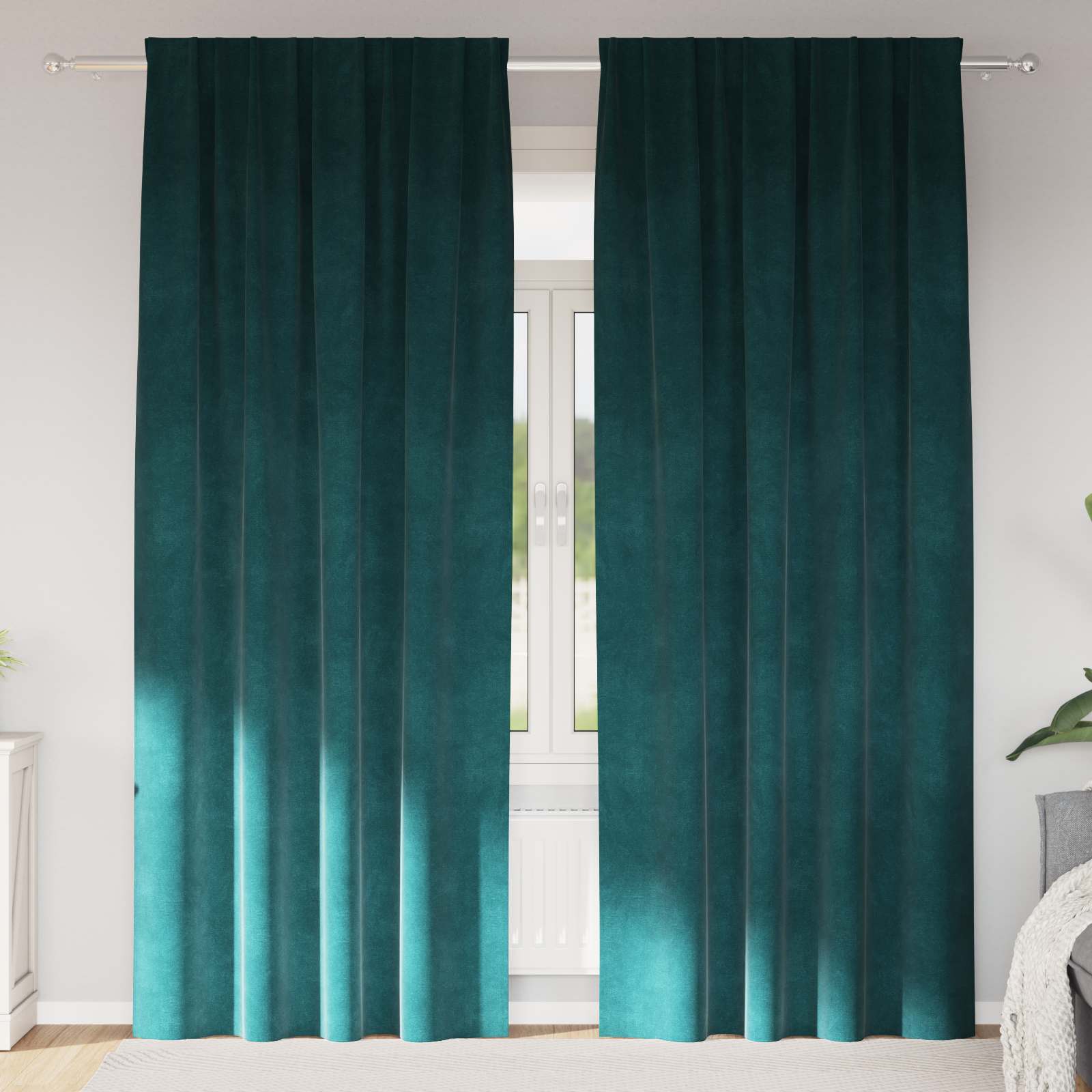 Zavjese za zamračivanje 2 pcs Tamnozelena 140 x 260 cm Baršun