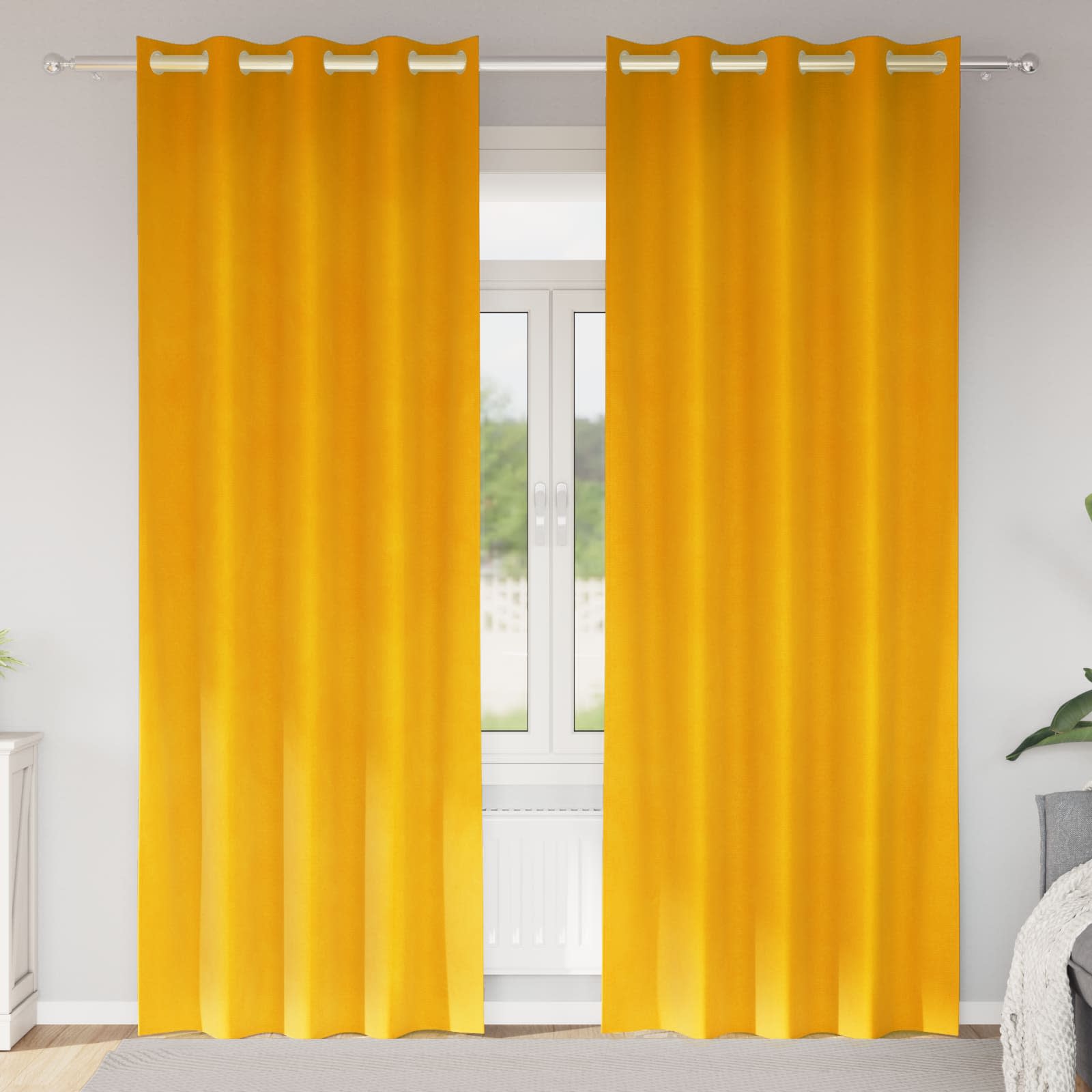Zavjese za zamračivanje 2 pcs Žuta 140 x 245 cm Baršun