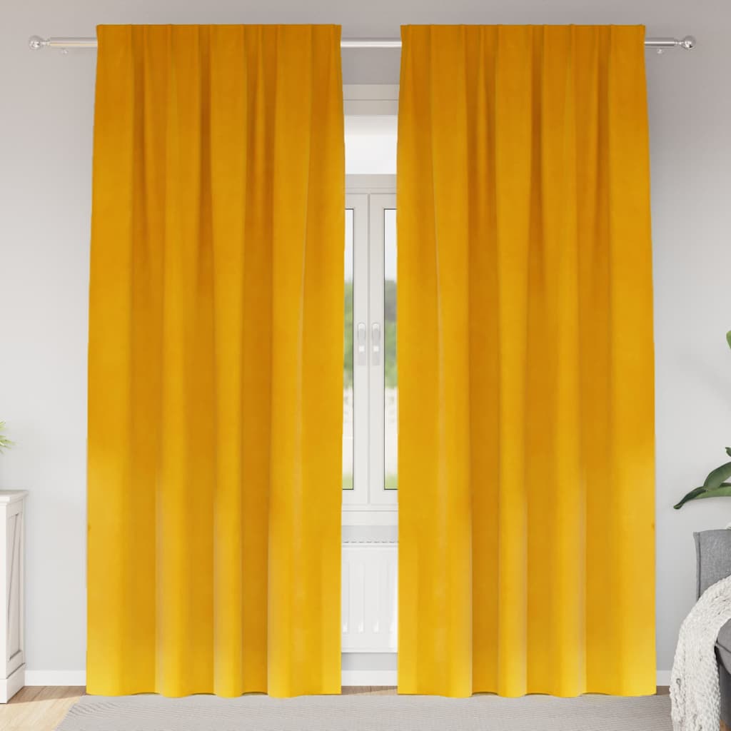 Zavjese za zamračivanje 2 pcs Žuta 140 x 260 cm Baršun
