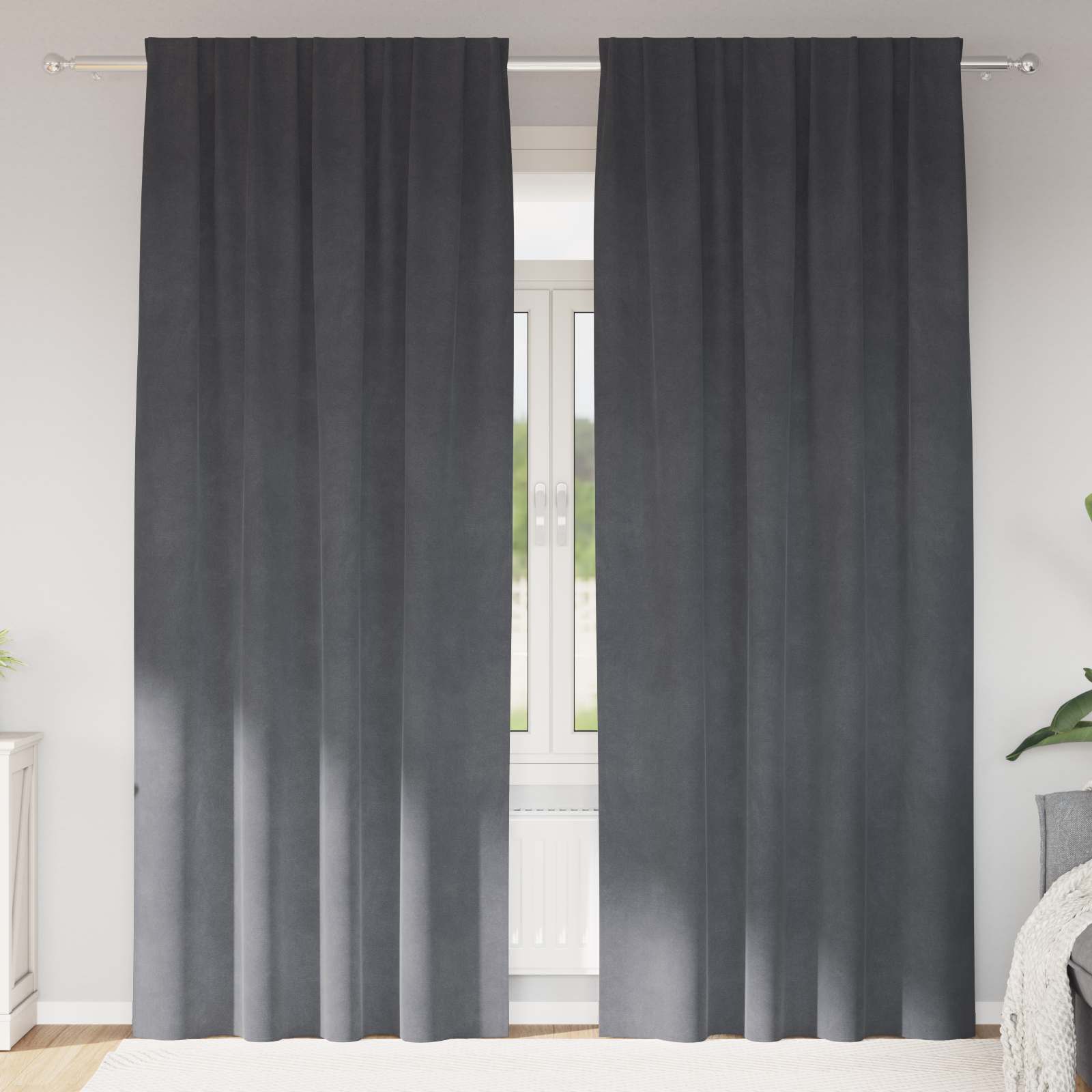 Zavjese za zamračivanje 2 pcs Svijetlo siva 140 x 225 cm Baršun