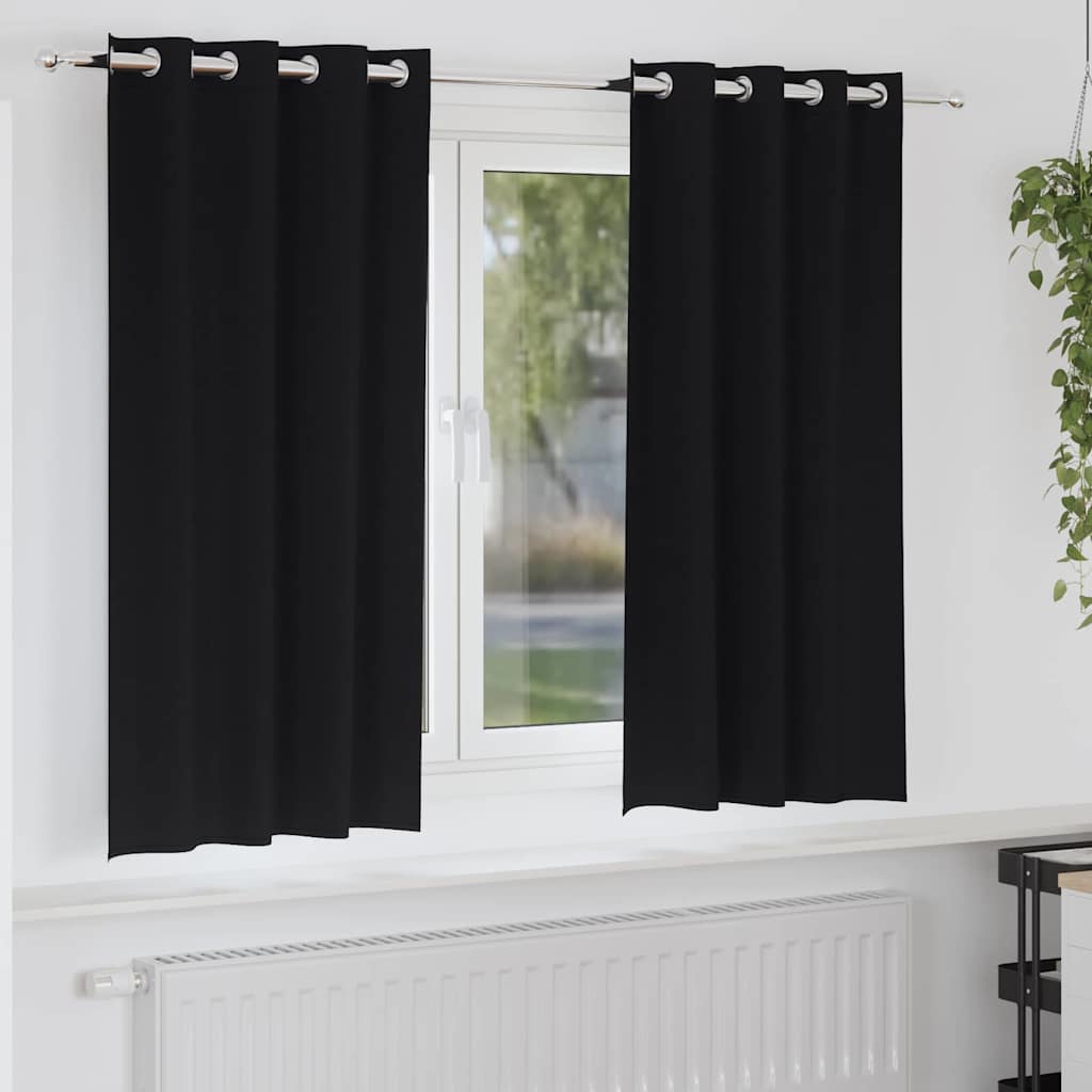 Zavjese za blackout s prstenovima 2 pcs Crna 175 x 140 cm