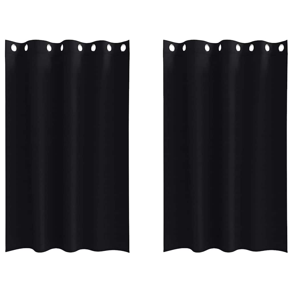Zavjese za blackout s prstenovima 2 pcs Crna 175 x 140 cm