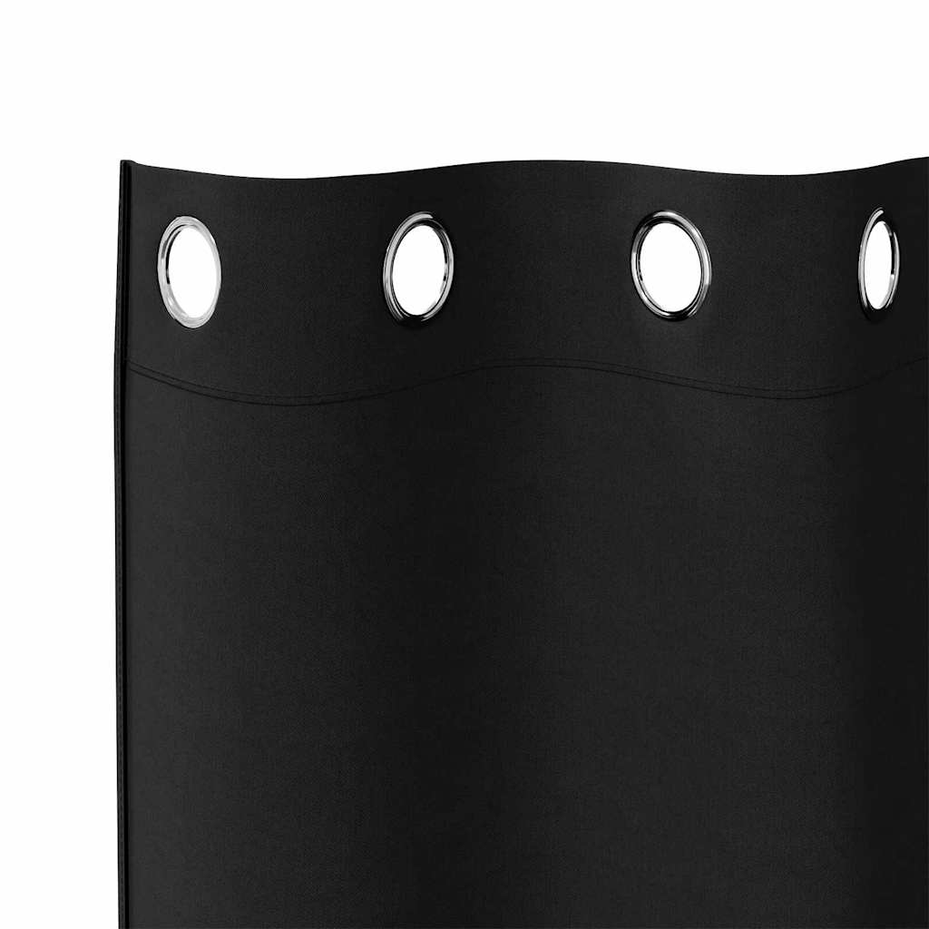 Zavjese za blackout s prstenovima 2 pcs Crna 225 x 140 cm