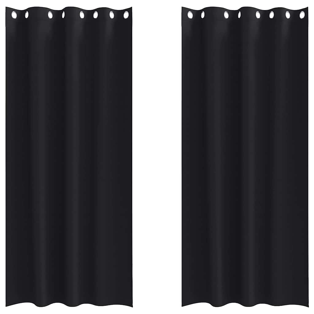 Zavjese za blackout s prstenovima 2 pcs Crna 245 x 140 cm