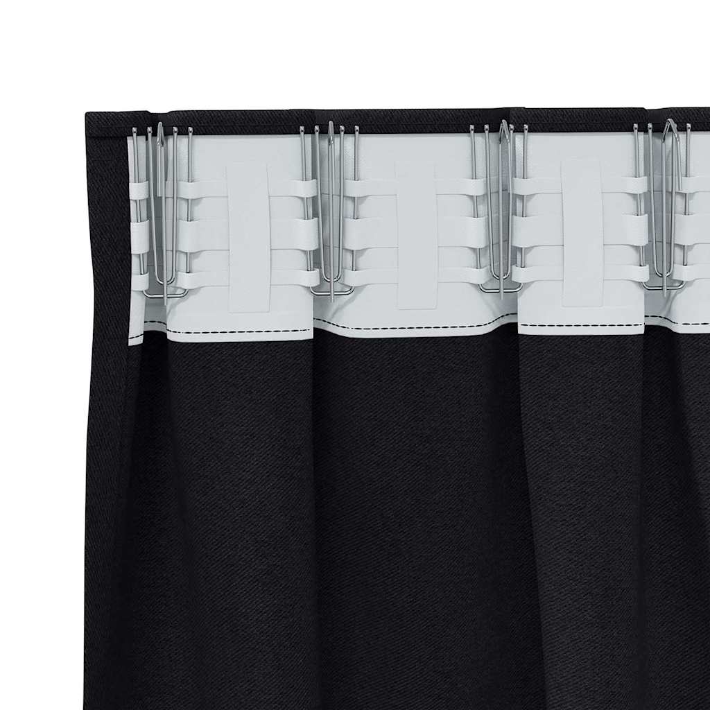 Zavjese za blackout s prstenovima 2 pcs Crna 175 x 140 cm