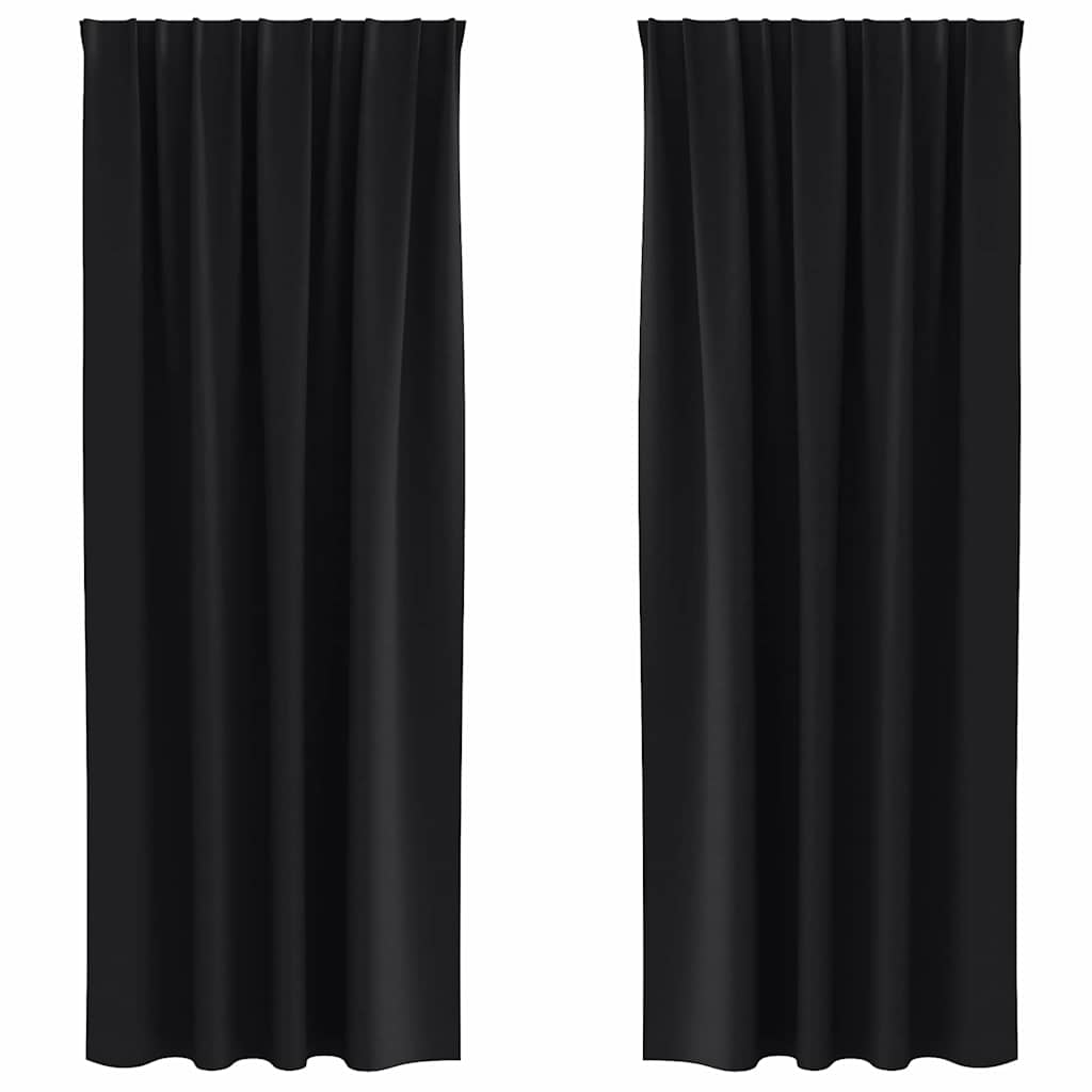 Zavjese za blackout s prstenovima 2 pcs Crna 260 x 140 cm