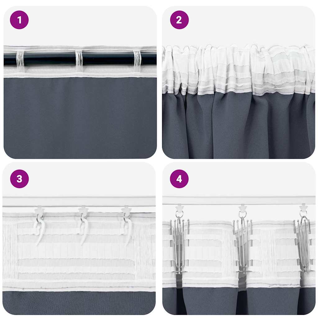 Zavjese za blackout s prstenovima 2 pcs Antracit 175 x 140 cm