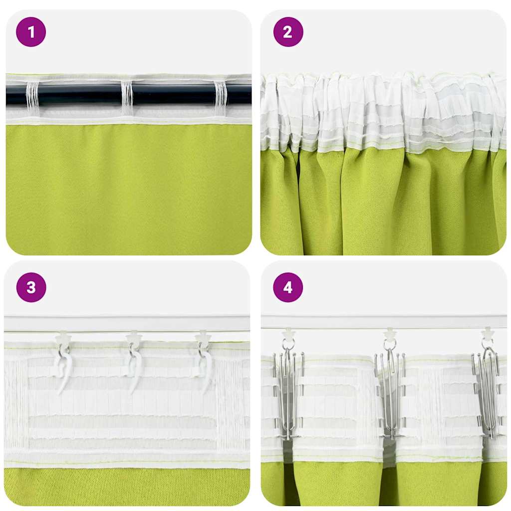 Zavjese za blackout s prstenovima 2 pcs Zelena 245 x 140 cm