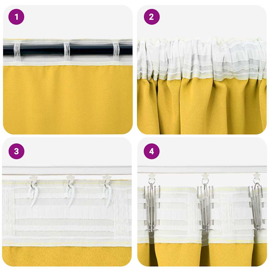 Zavjese za blackout s prstenovima 2 pcs Žuta 175 x 140 cm