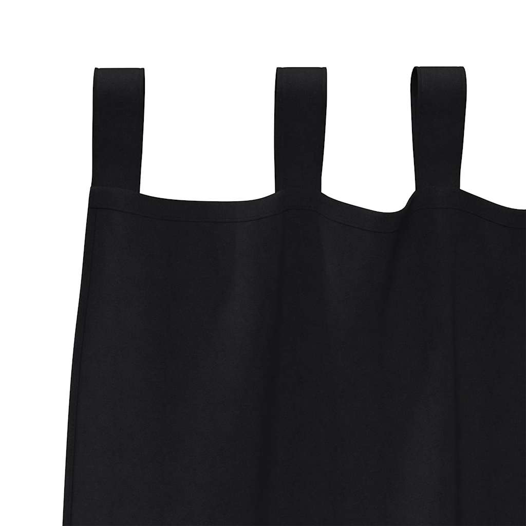 Zavjese za blackout s prstenovima 2 pcs Crna 245 x 140 cm