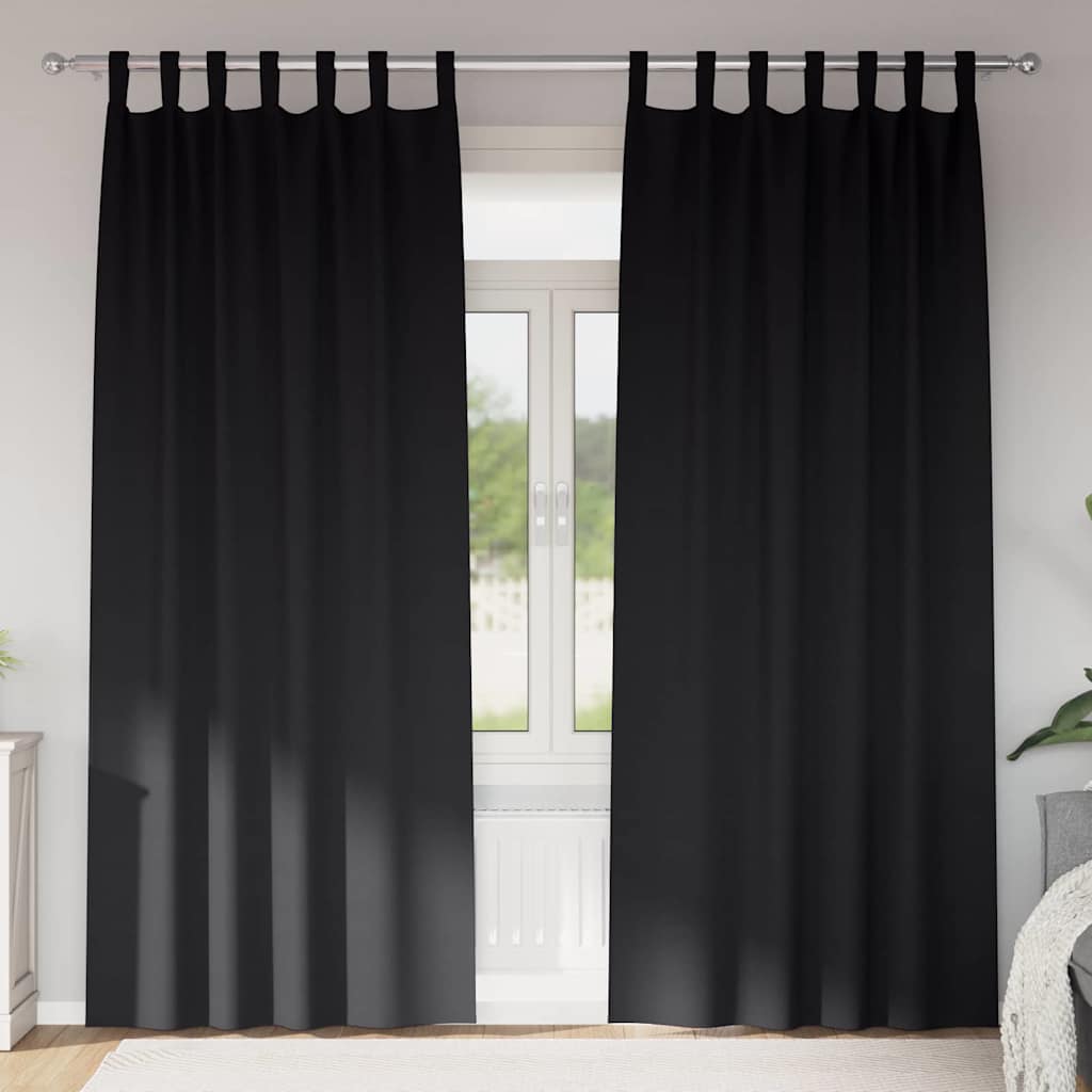 Zavjese za blackout s prstenovima 2 pcs Crna 260 x 140 cm