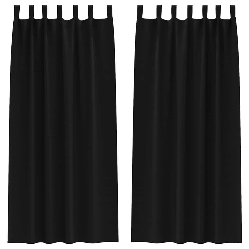 Zavjese za blackout s prstenovima 2 pcs Crna 260 x 140 cm
