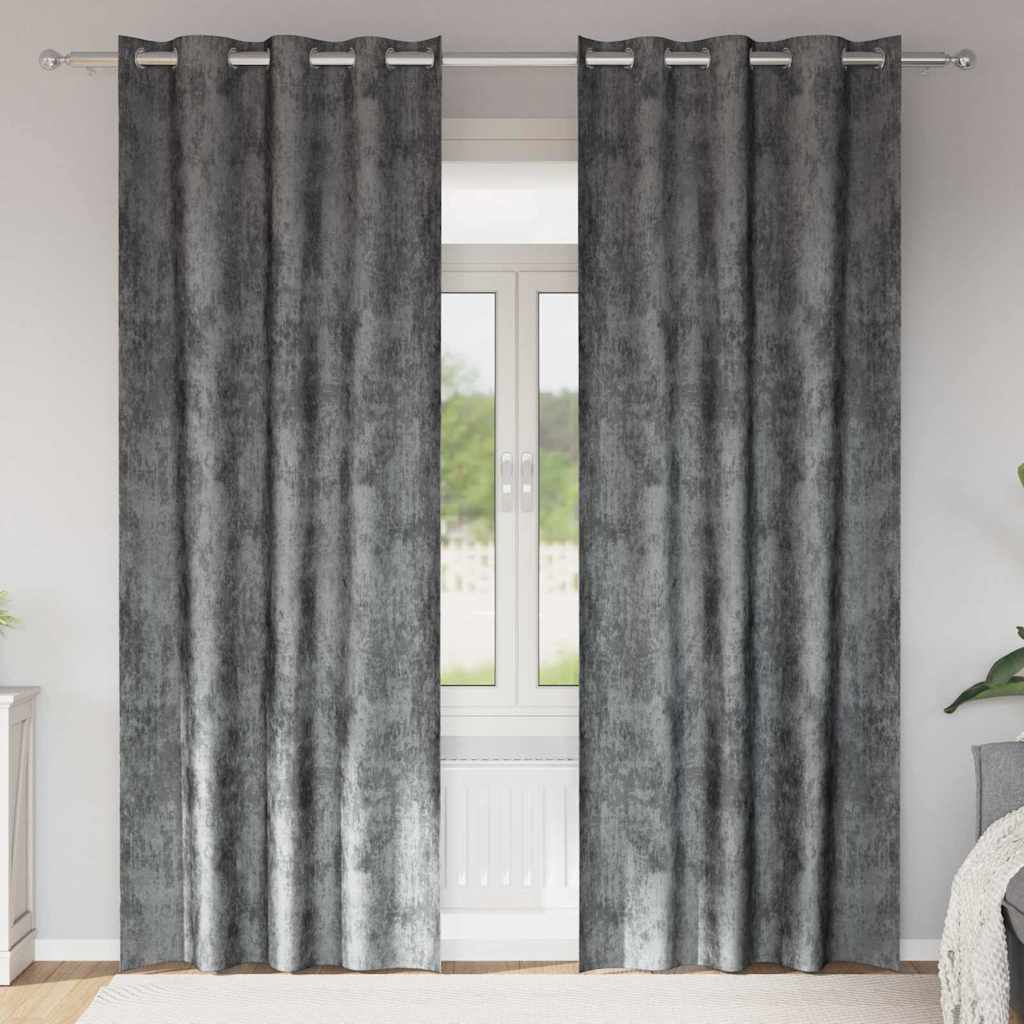 Baršunaste zavjese sa zavjesama 2 pcs Siva 245 x 140 cm Baršun