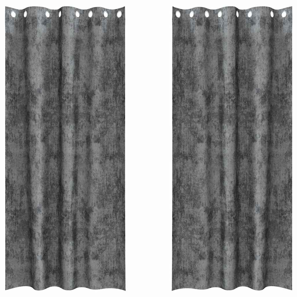 Baršunaste zavjese sa zavjesama 2 pcs Siva 260 x 140 cm Baršun