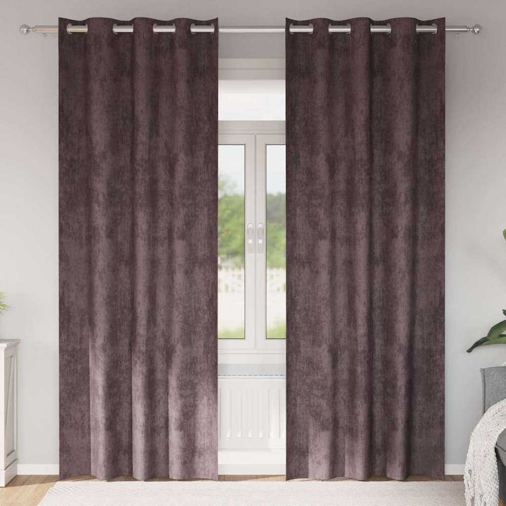 Baršunaste zavjese sa zavjesama 2 pcs Smeđa 260 x 140 cm Baršun