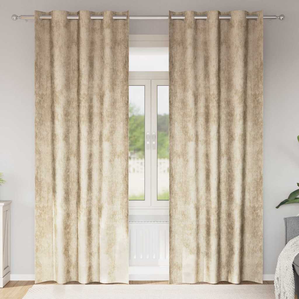 Baršunaste zavjese sa zavjesama 2 pcs Krema 245 x 140 cm Baršun