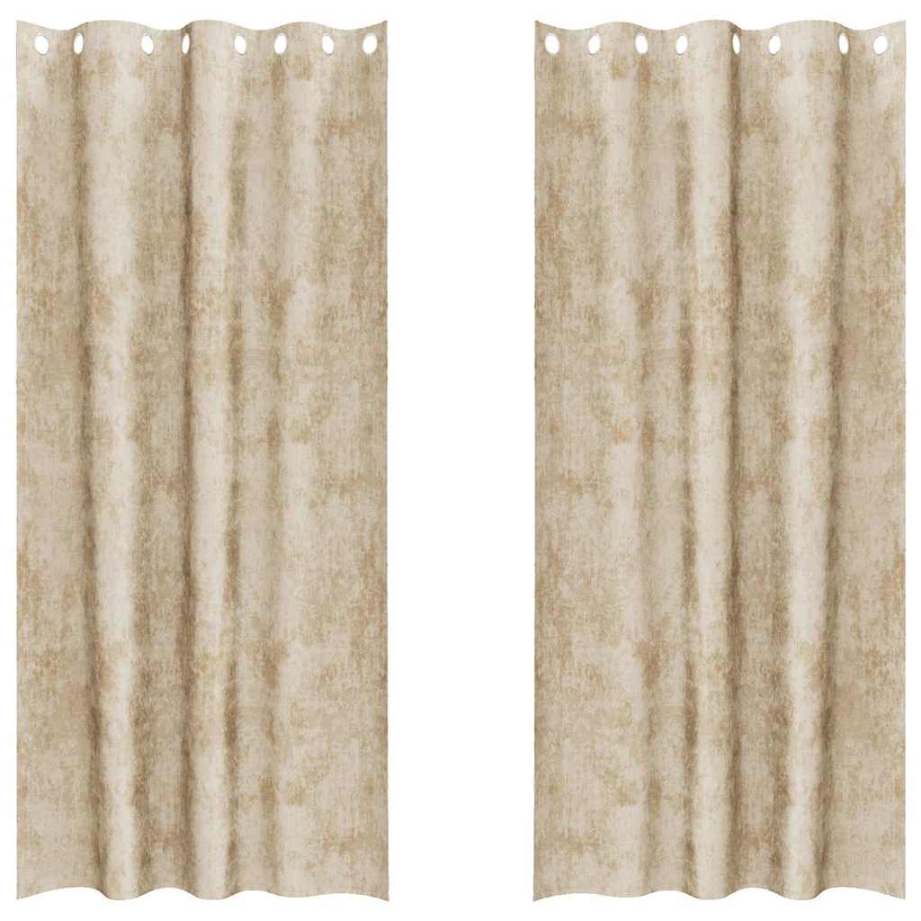 Baršunaste zavjese sa zavjesama 2 pcs Krema 260 x 140 cm Baršun
