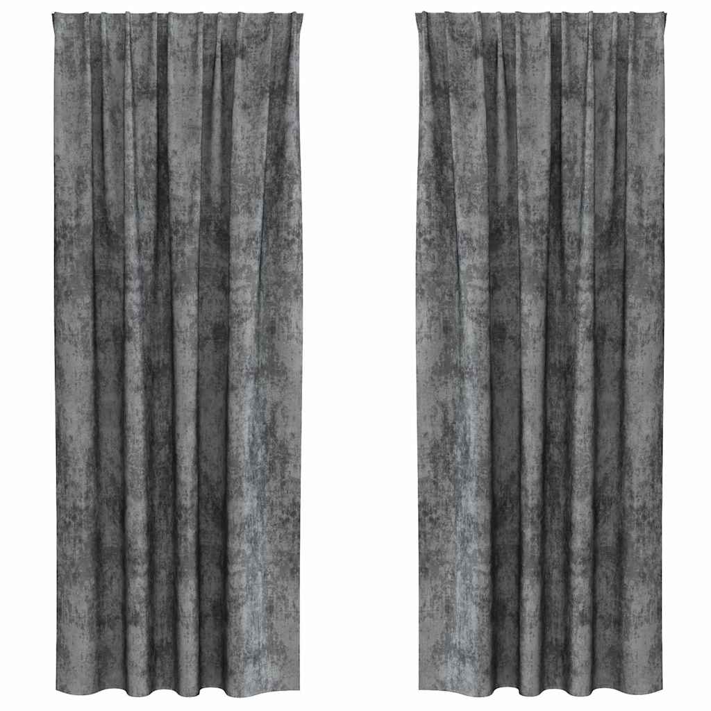 Baršunaste zavjese sa zavjesama 2 pcs Siva 245 x 140 cm Baršun