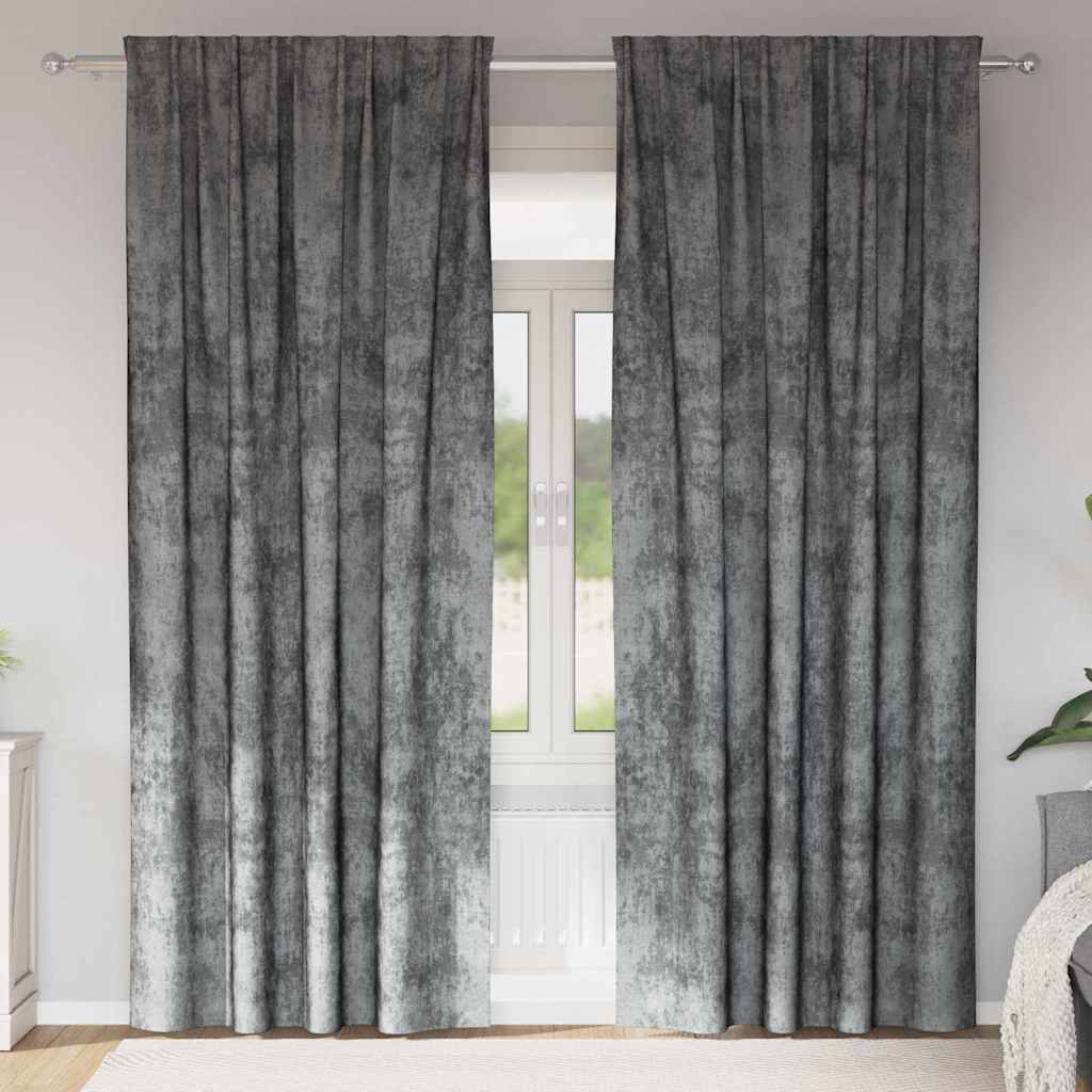 Baršunaste zavjese sa zavjesama 2 pcs Siva 260 x 140 cm Baršun