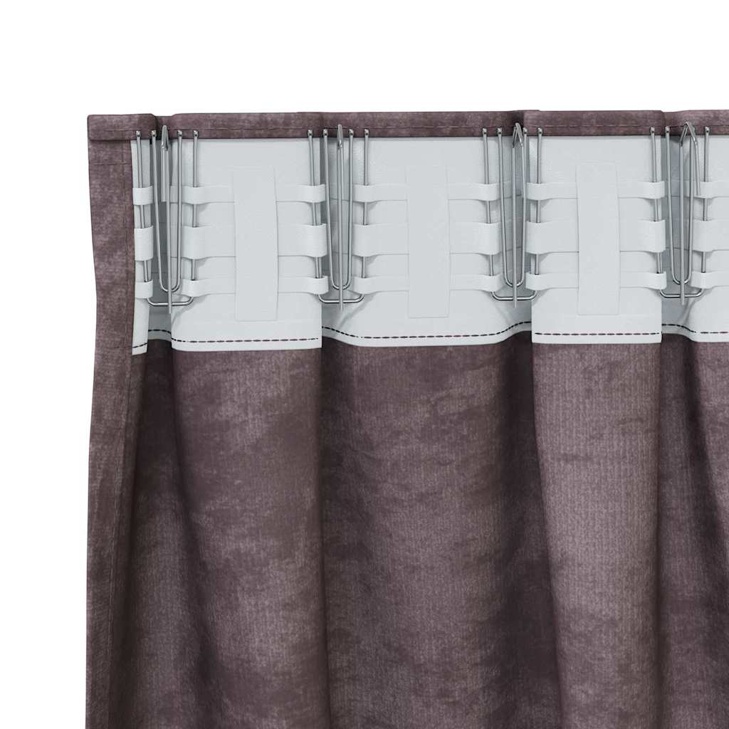 Baršunaste zavjese sa zavjesama 2 pcs Smeđa 225 x 140 cm Baršun