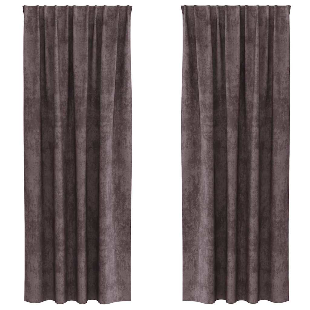Baršunaste zavjese sa zavjesama 2 pcs Smeđa 225 x 140 cm Baršun
