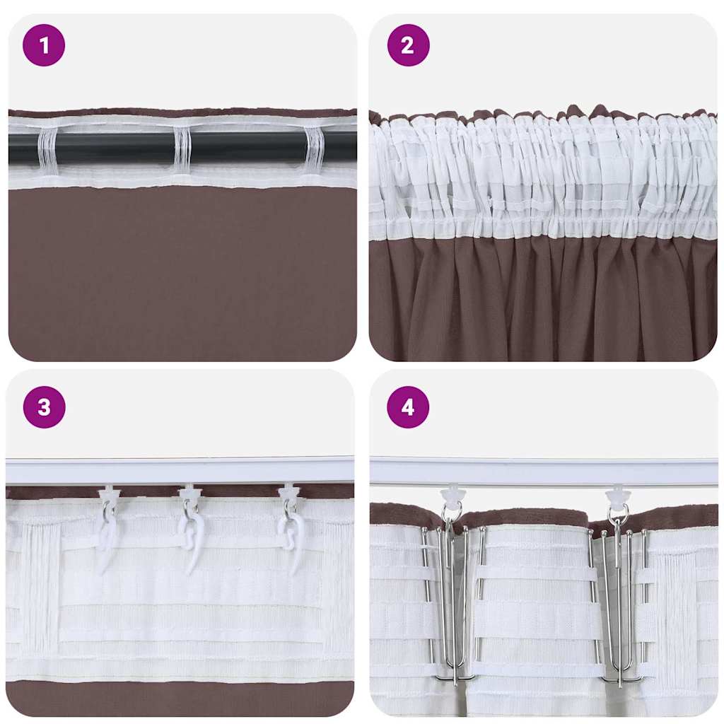 Baršunaste zavjese sa zavjesama 2 pcs Smeđa 245 x 140 cm Baršun