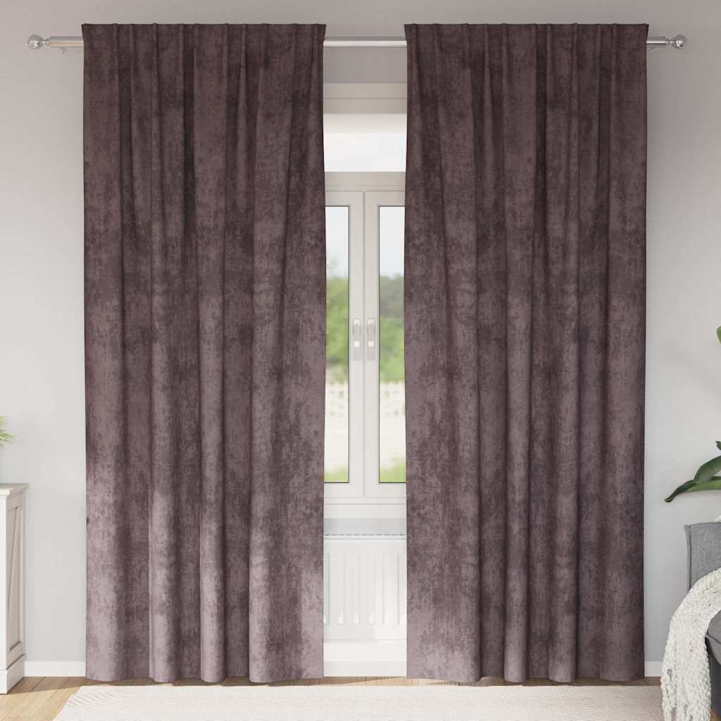 Baršunaste zavjese sa zavjesama 2 pcs Smeđa 245 x 140 cm Baršun