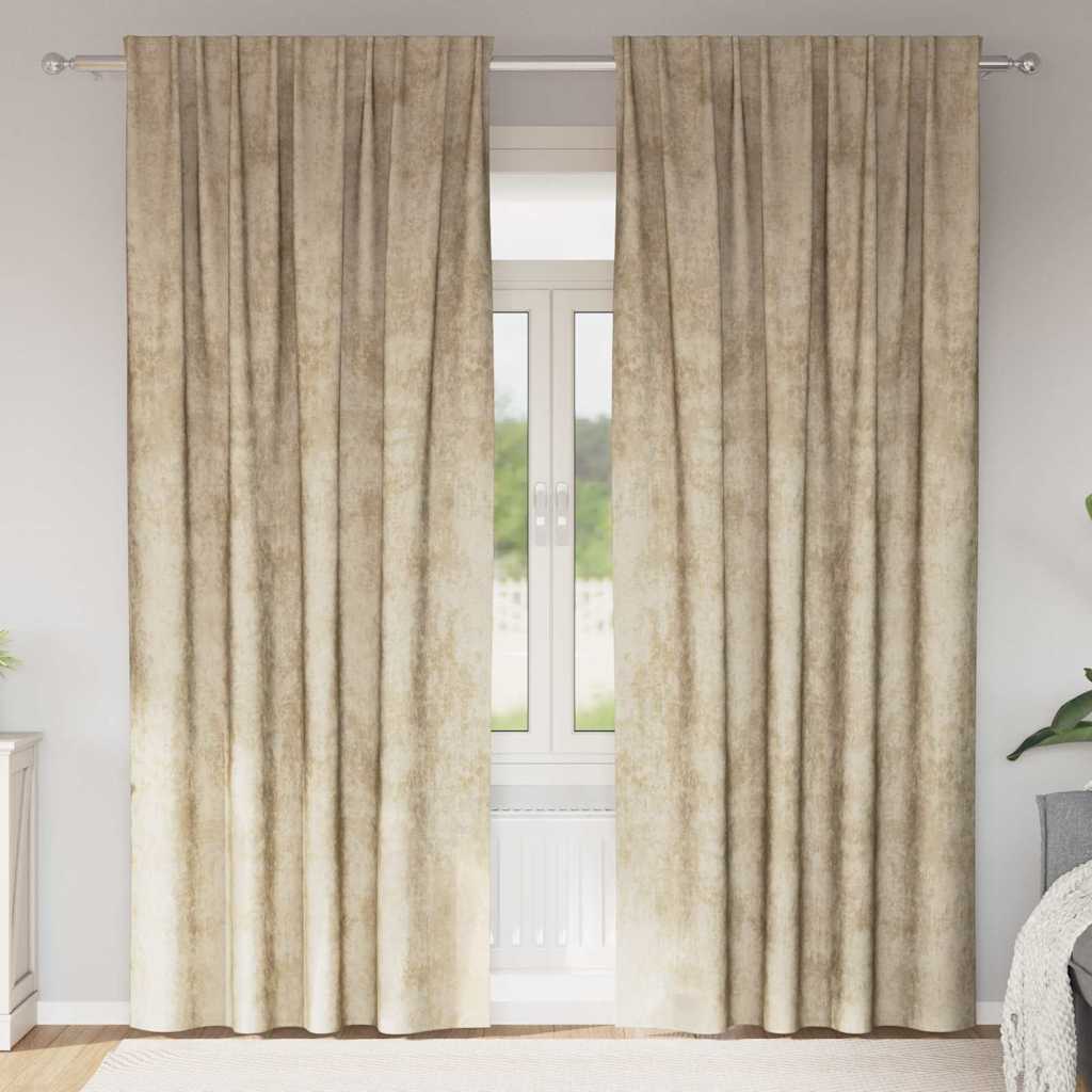 Baršunaste zavjese sa zavjesama 2 pcs Krema 245 x 140 cm Baršun