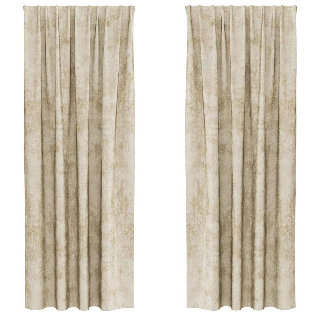Baršunaste zavjese sa zavjesama 2 pcs Krema 245 x 140 cm Baršun
