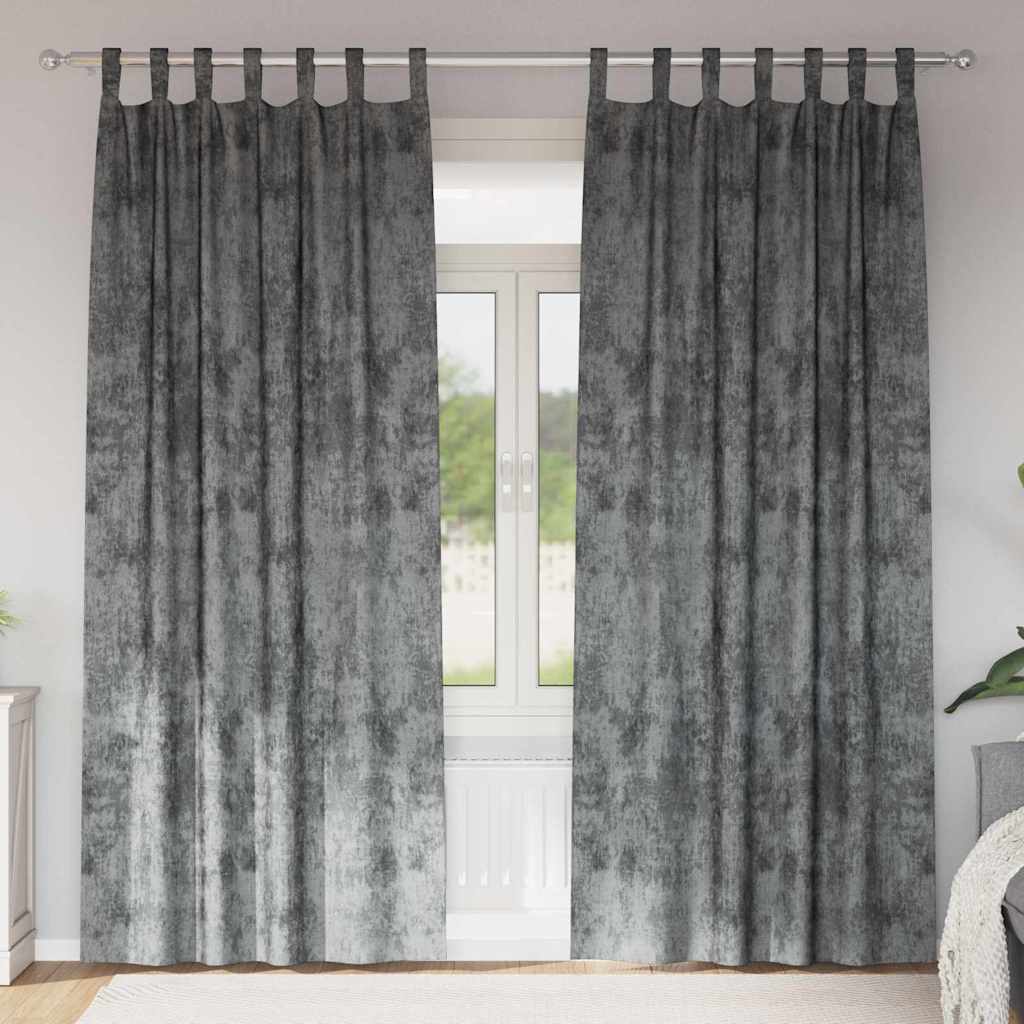 Baršunaste zavjese sa zavjesama 2 pcs Siva 245 x 140 cm Baršun