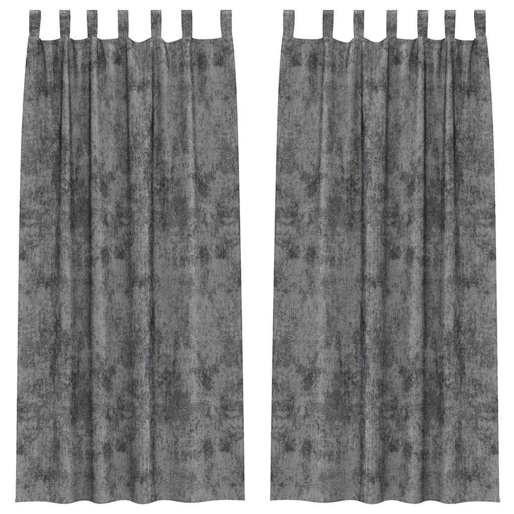 Baršunaste zavjese sa zavjesama 2 pcs Siva 260 x 140 cm Baršun