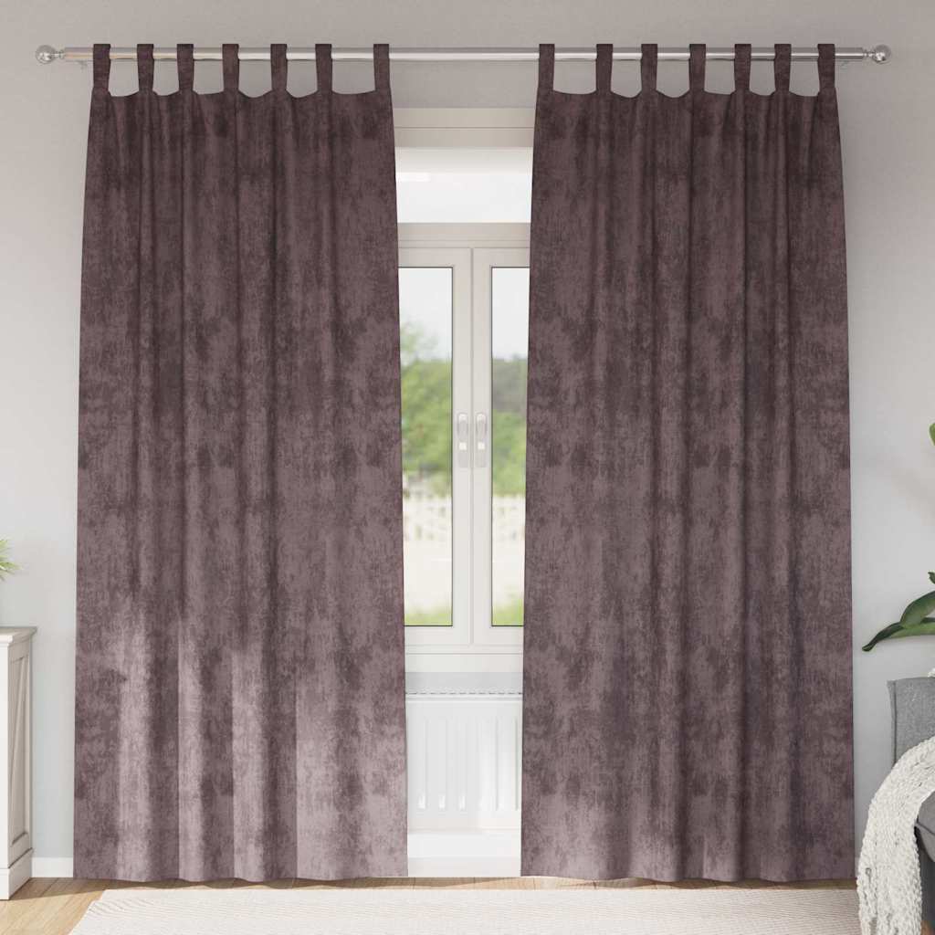 Baršunaste zavjese sa zavjesama 2 pcs Smeđa 245 x 140 cm Baršun