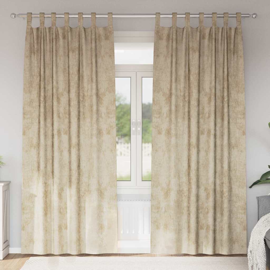 Baršunaste zavjese sa zavjesama 2 pcs Krema 260 x 140 cm Baršun