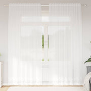 Čipkasta zavjesa sa zavjesama Bijelo 240 x 150 cm Poliester