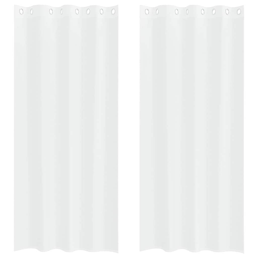 Voile zavjesa sa zavjesama 2 pcs Bijelo 225 x 140 cm Poliester