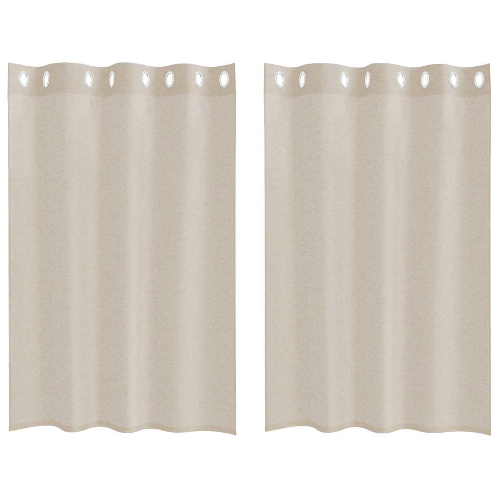 Voile zavjesa sa zavjesama 2 pcs Pijesak 140 x 140 cm Poliester