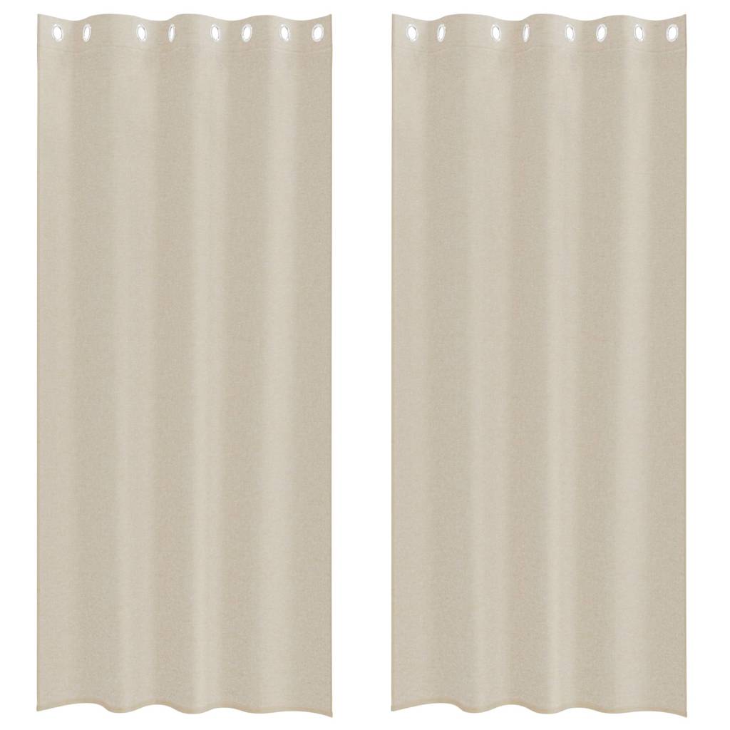 Voile zavjesa sa zavjesama 2 pcs Pijesak 225 x 140 cm Poliester