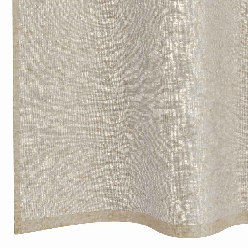 Voile zavjesa sa zavjesama 2 pcs Pijesak 245 x 140 cm Poliester