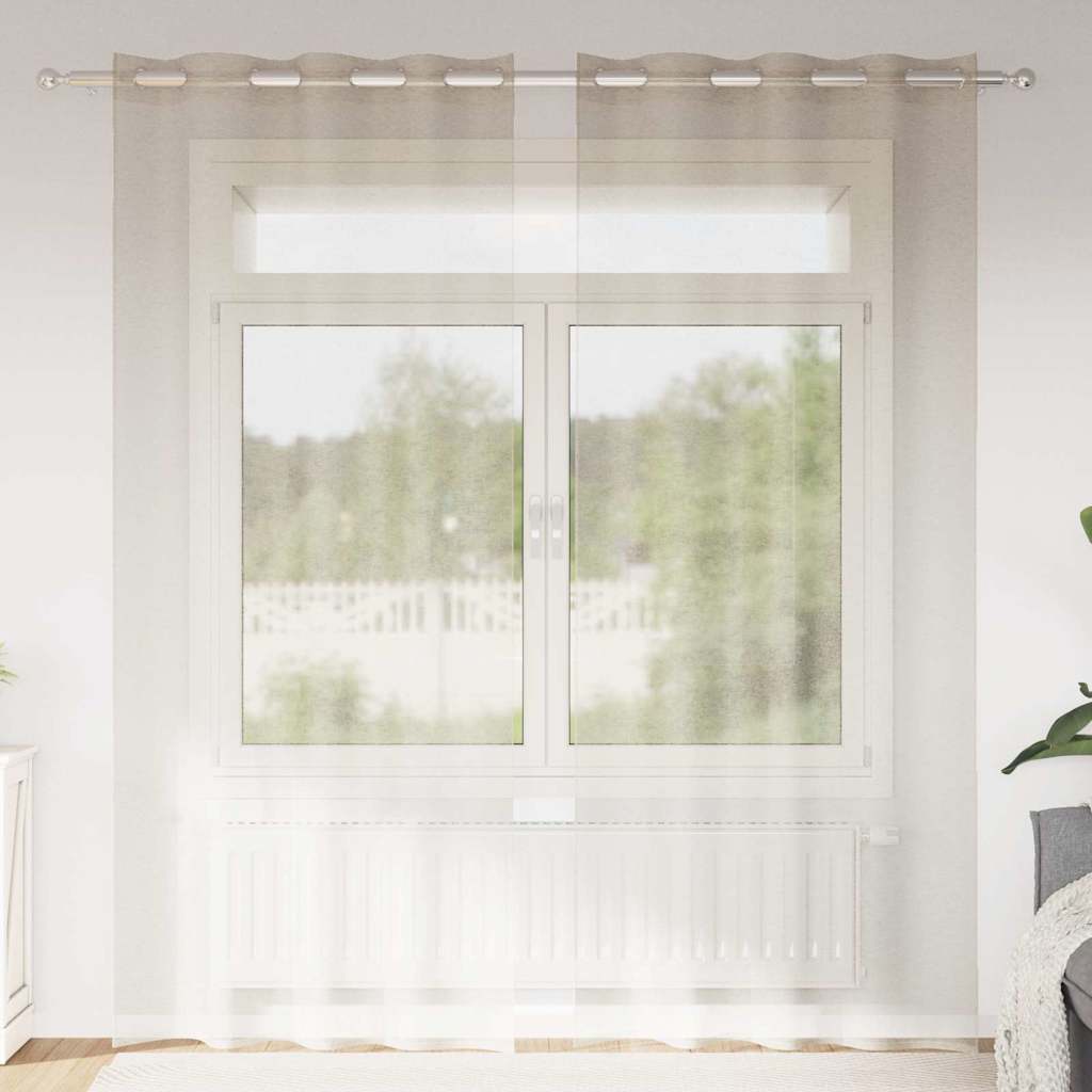 Voile zavjesa sa zavjesama 2 pcs Pijesak 245 x 140 cm Poliester