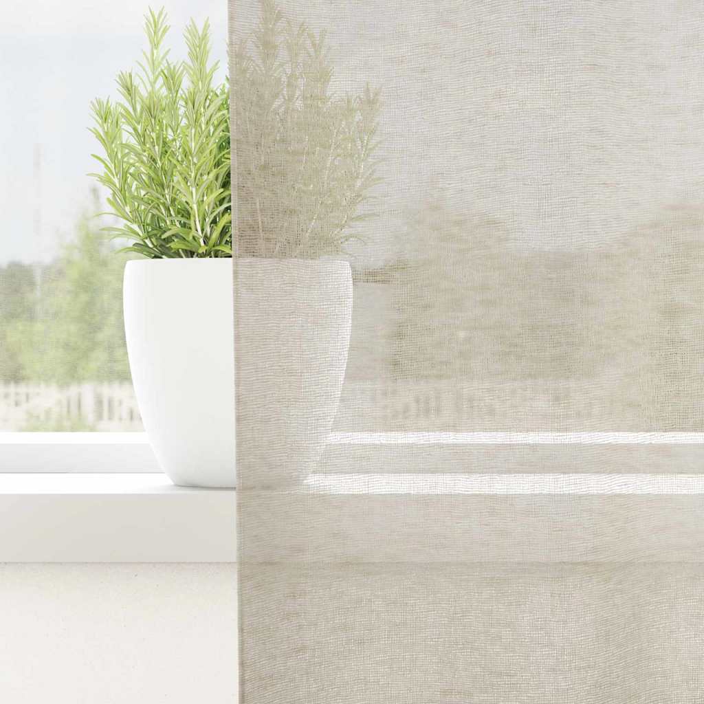 Voile zavjesa sa zavjesama 2 pcs Pijesak 260 x 140 cm Poliester