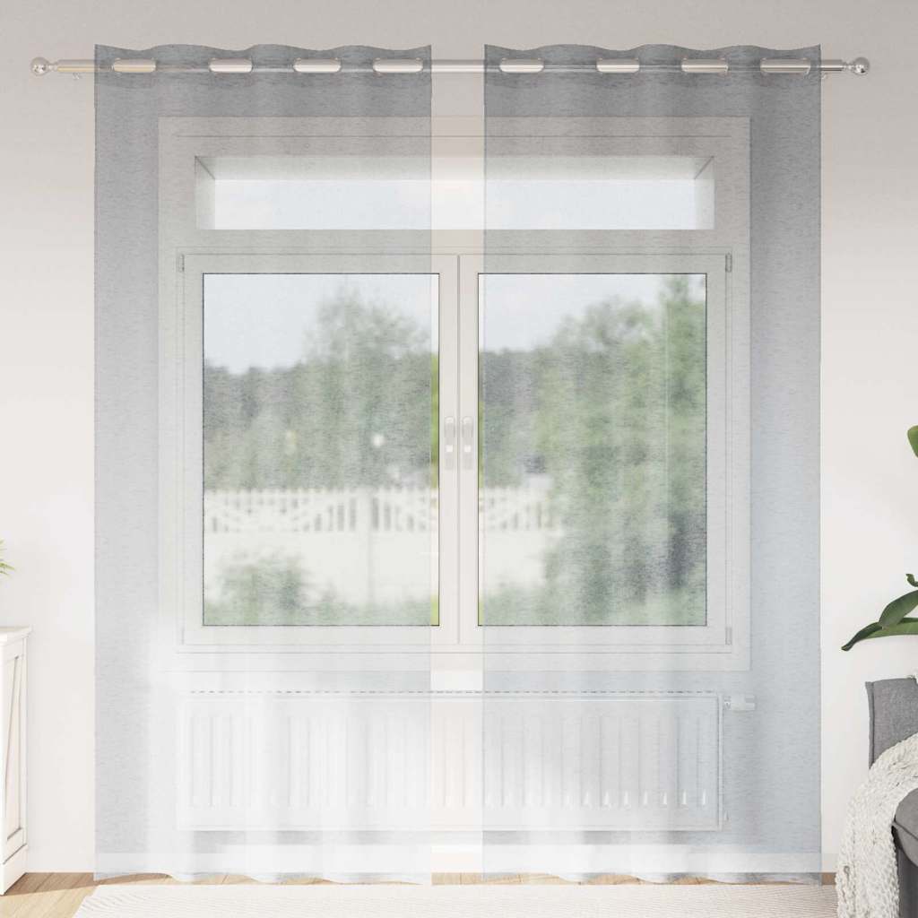 Voile zavjesa 2 pcs Tamno siva 260 x 140 cm Poliester