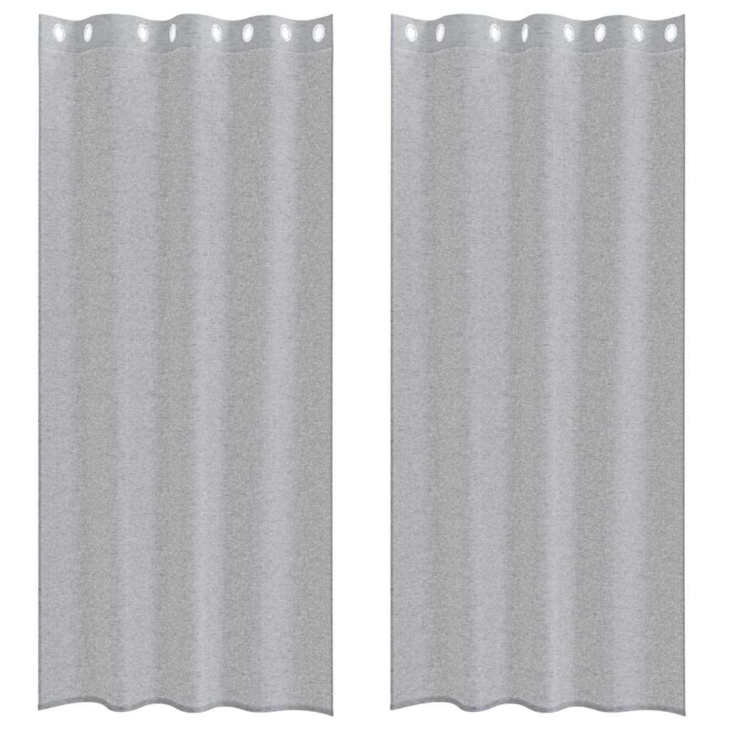 Voile zavjesa 2 pcs Tamno siva 260 x 140 cm Poliester
