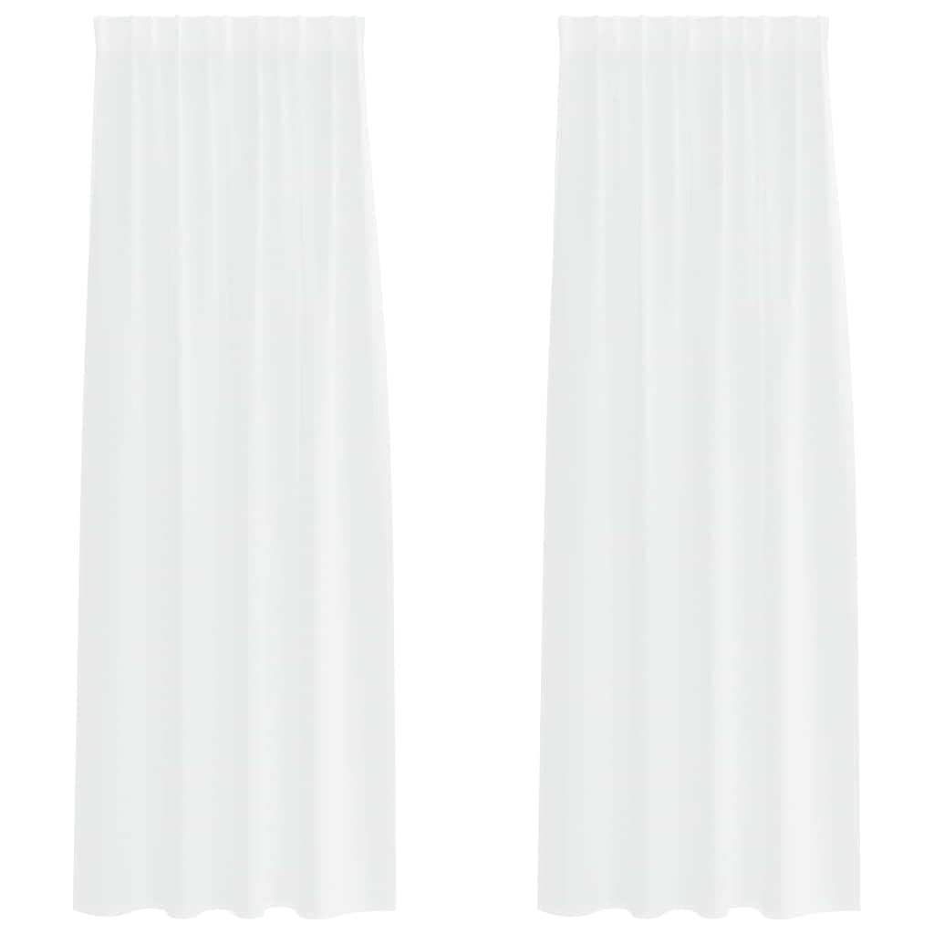 Voile zavjesa sa zavjesama 2 pcs Bijelo 225 x 140 cm Poliester
